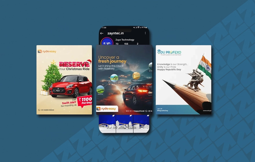 Social media marketing service portfolio by Zayn agency